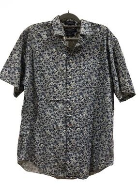 Daniel Cremieux Men's Navy and White Floral Short Sleeve Button-Down Shirt